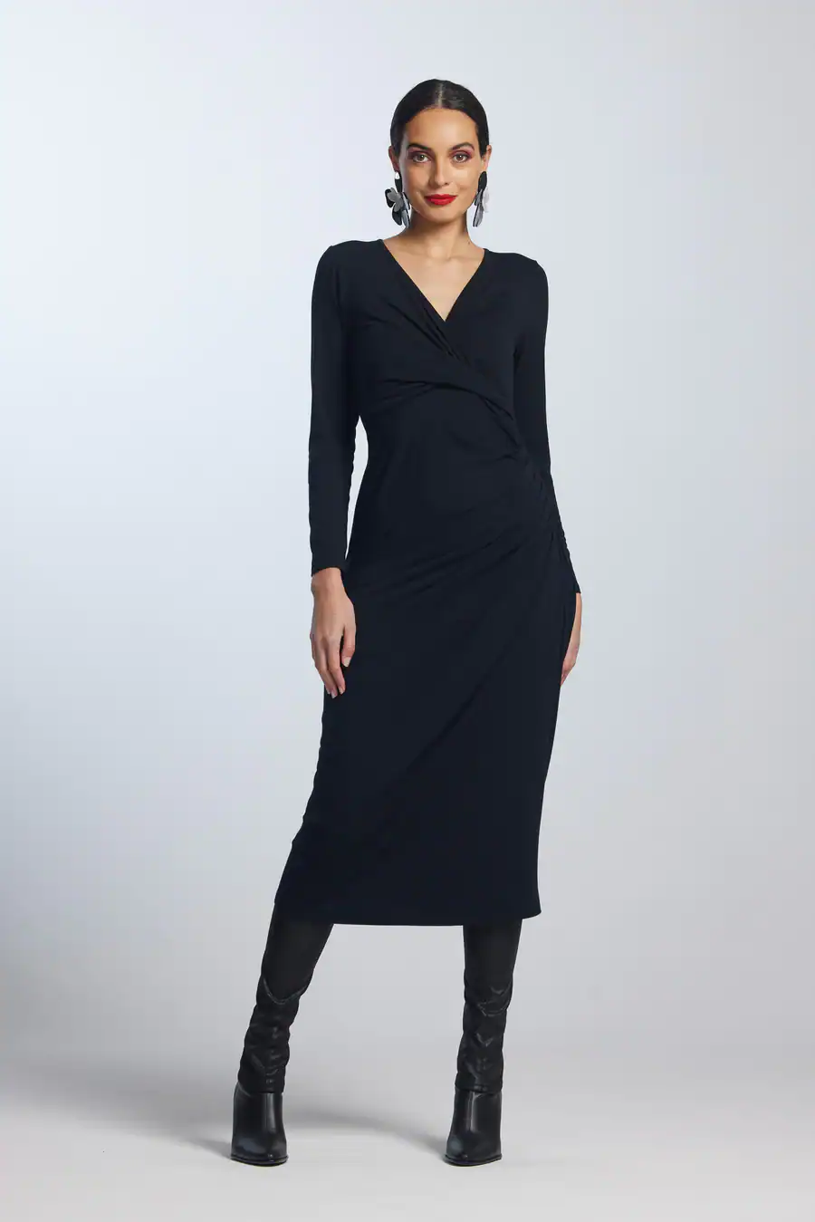 Side Gather Crossover Dress