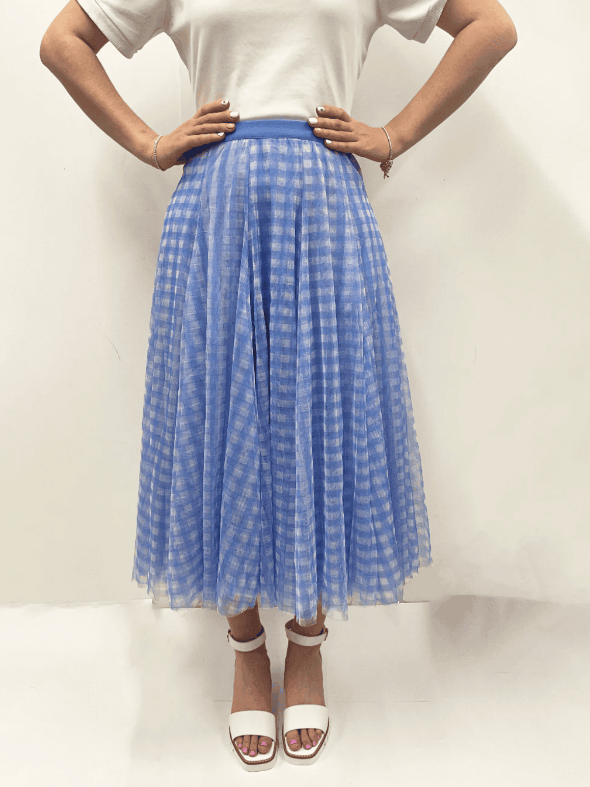 Blue Gingham Tulle Skirt