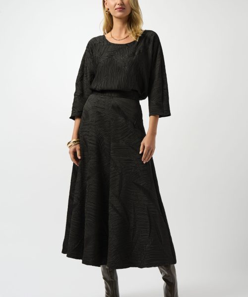 Black Abstract Flared Skirt