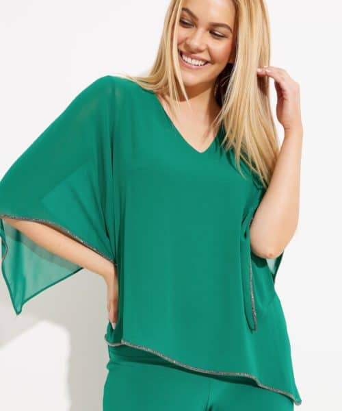 Emerald Draped Chiffon Top