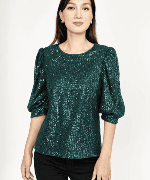 Emerald Sequin Top