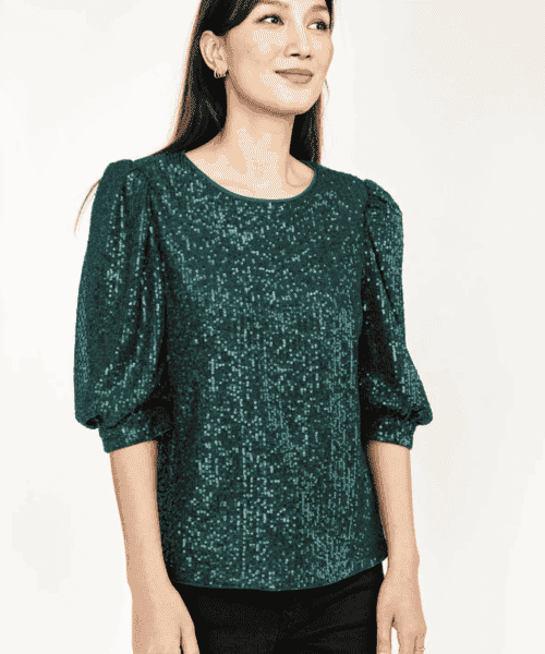 Alternative view of Emerald Sequin Top
