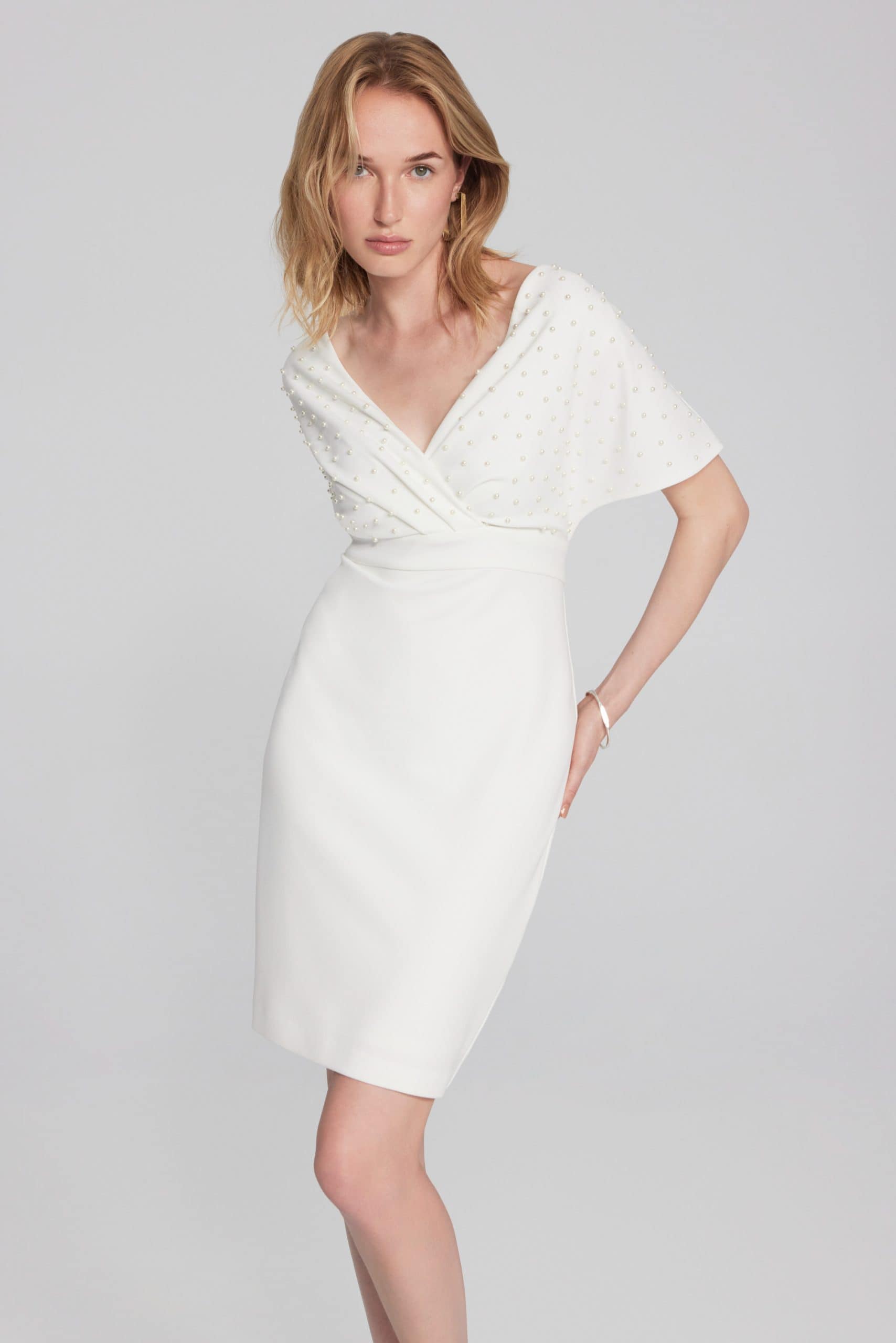 Pearl Detail Wrap Dress - Image 4