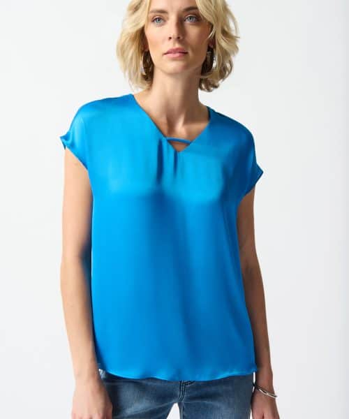 French Blue Satin Top