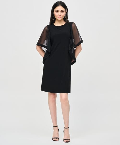 Alternative view of Silky Knit and Mesh Trapeze Dress