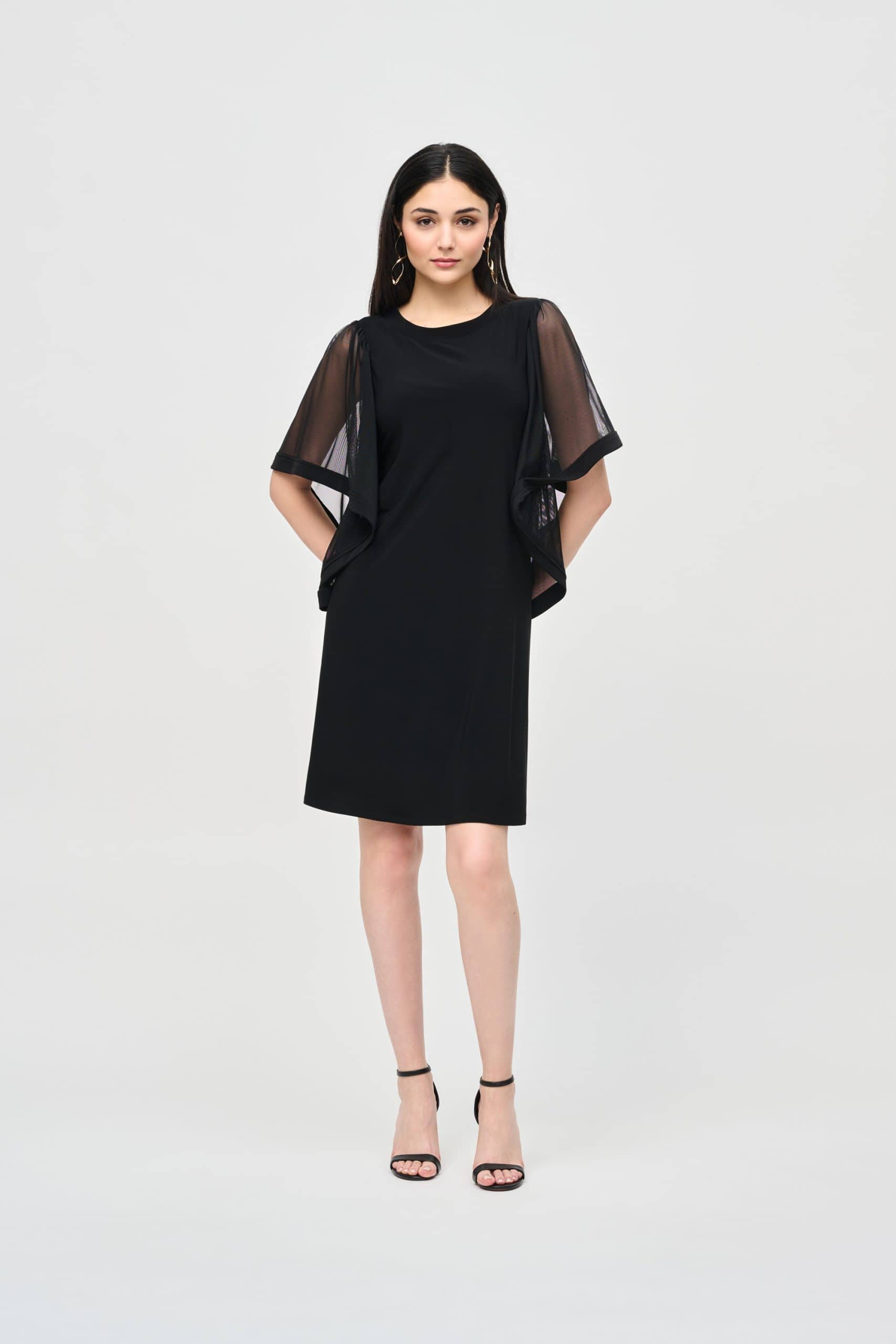 Silky Knit and Mesh Trapeze Dress - Image 2