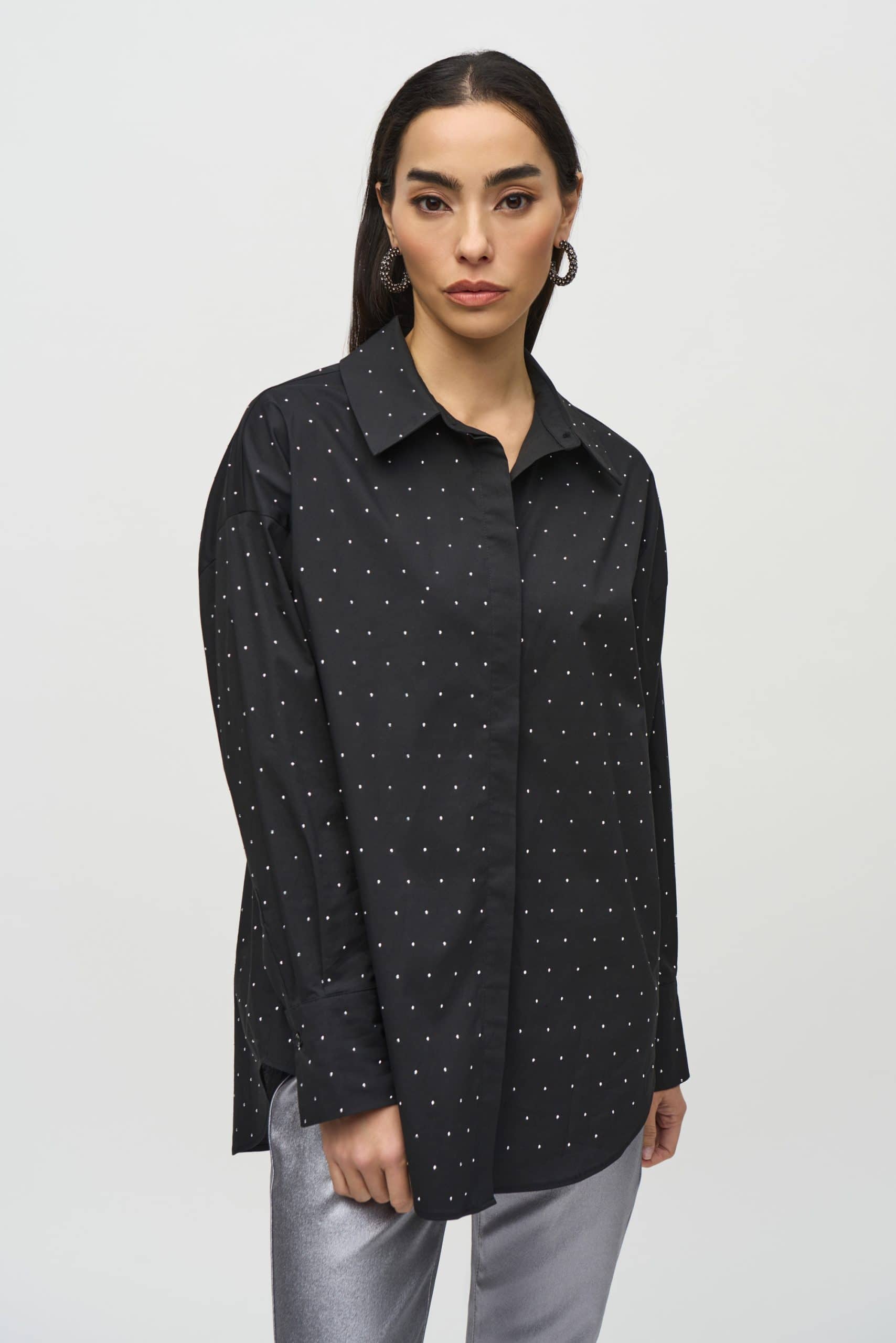 Rhinestone Cotton Shirt