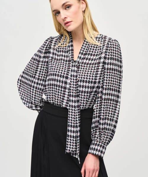Georgette Plaid Puff Sleeve Top