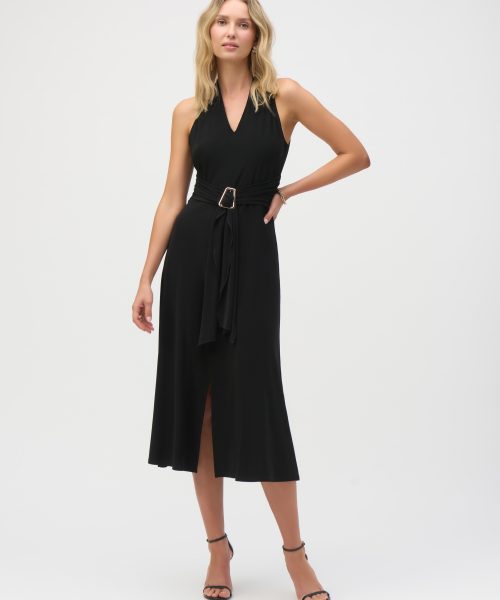 Sleeveless Silky Knit Fit and Flare Dress