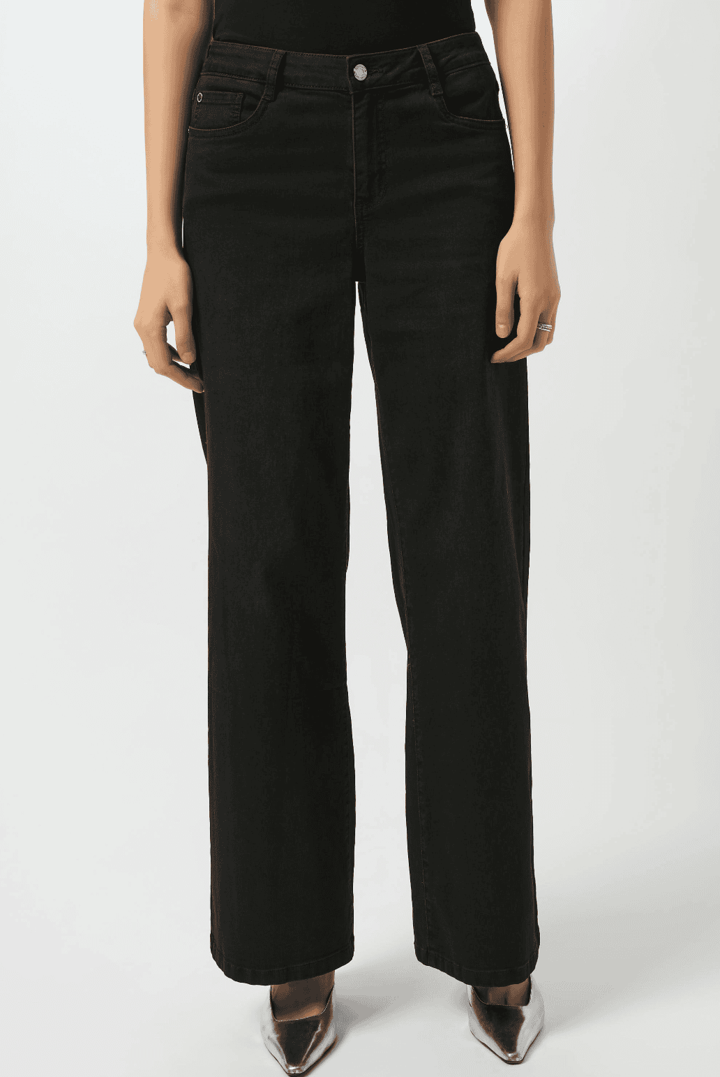 Black Wide-Leg Stretch Jeans - Image 2