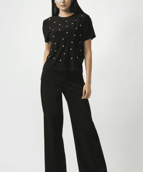 Black Wide-Leg Stretch Jeans