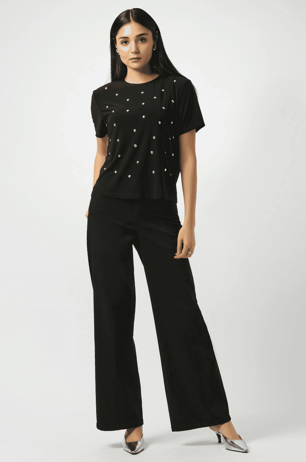 Black Wide-Leg Stretch Jeans